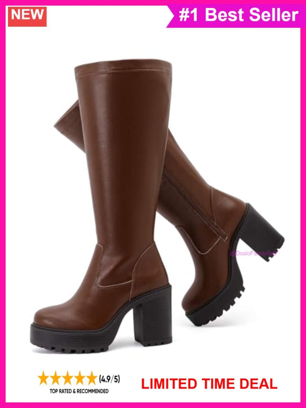 Extra Wide Calf Knee High Boots Water-resistant PU Leather
